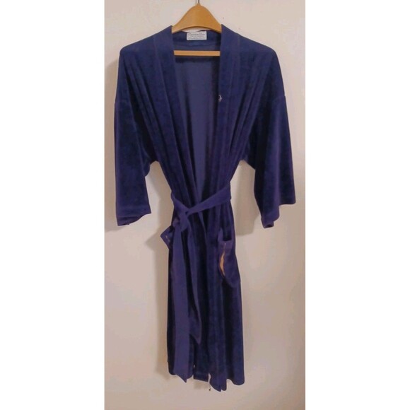 Dior Other - Christian Dior Vintage Robe One Size Navy Blue Velour Belted Luxe Old Money